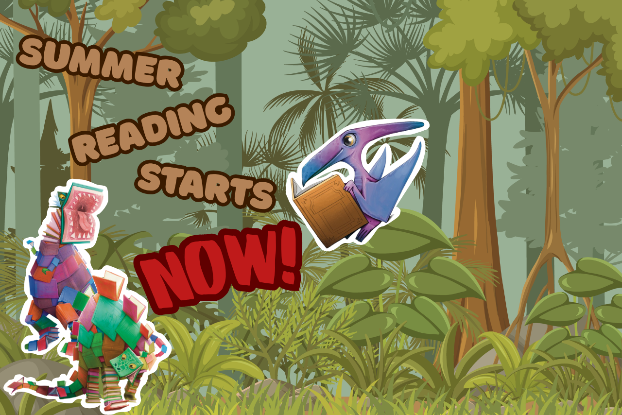 Brown and red text "Summer Reading Starts NOW!"